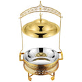 Luxury Gold Stainless Steel Decorative Buffet Display Chafer Dish Gold Hanging Hinged Lid Round Chafing Dish for Wedding Party