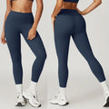 CNSHELL High Folded Waist Scrunch Butt Custom Logo Brushed Fabric Yoga Fitting Fitness Running Gym Leggings