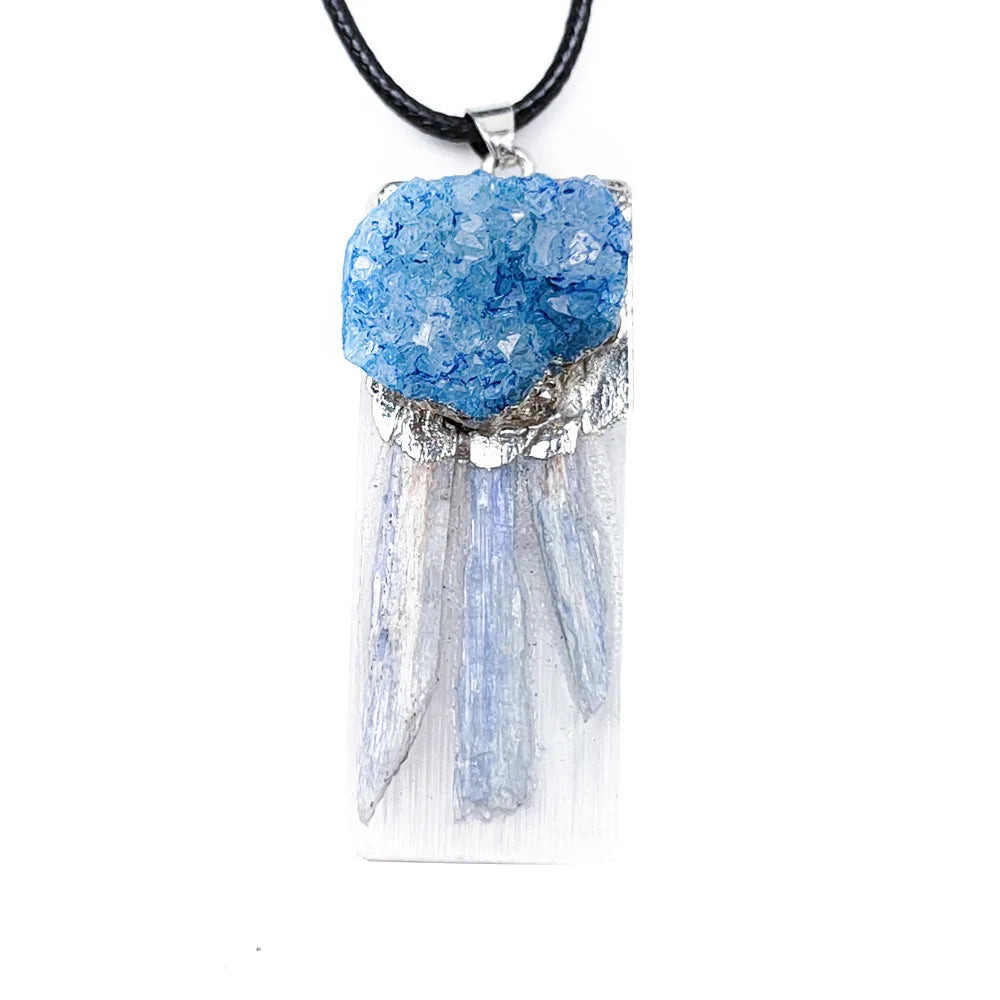 HZ 2026 Wholesale Natural Quartz Crystal Cluster White Gypsum Irregular Selenite Rough Stone Pendant Jewelry