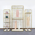 Boutique Stainless Steel Clothes Racks for Clothing Display Bag and Shoe Display Stand for Garment Shop