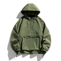 1/4 Zipper Anorak Jacket Solid Color Hooded Pullover Mens Jacket Outdoor Windbreaker