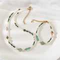 Green Aventurine Beaded Choker Necklace Colorful Natural Gemstones Pearl Choker Heart Charm Crystal Necklace  for Women Jewelry