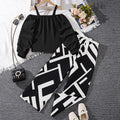 8-12 Y Girls Clothing Sets New Suspender Tops High Waist Wide Leg Pants Girls Clothes Youth Brown Children's Clothing