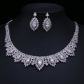 2022 Wholesale Crystal Wedding Jewelry Set Rhinestone Choker Necklace Silver Bridal Necklace Earrings Set for Women Girls