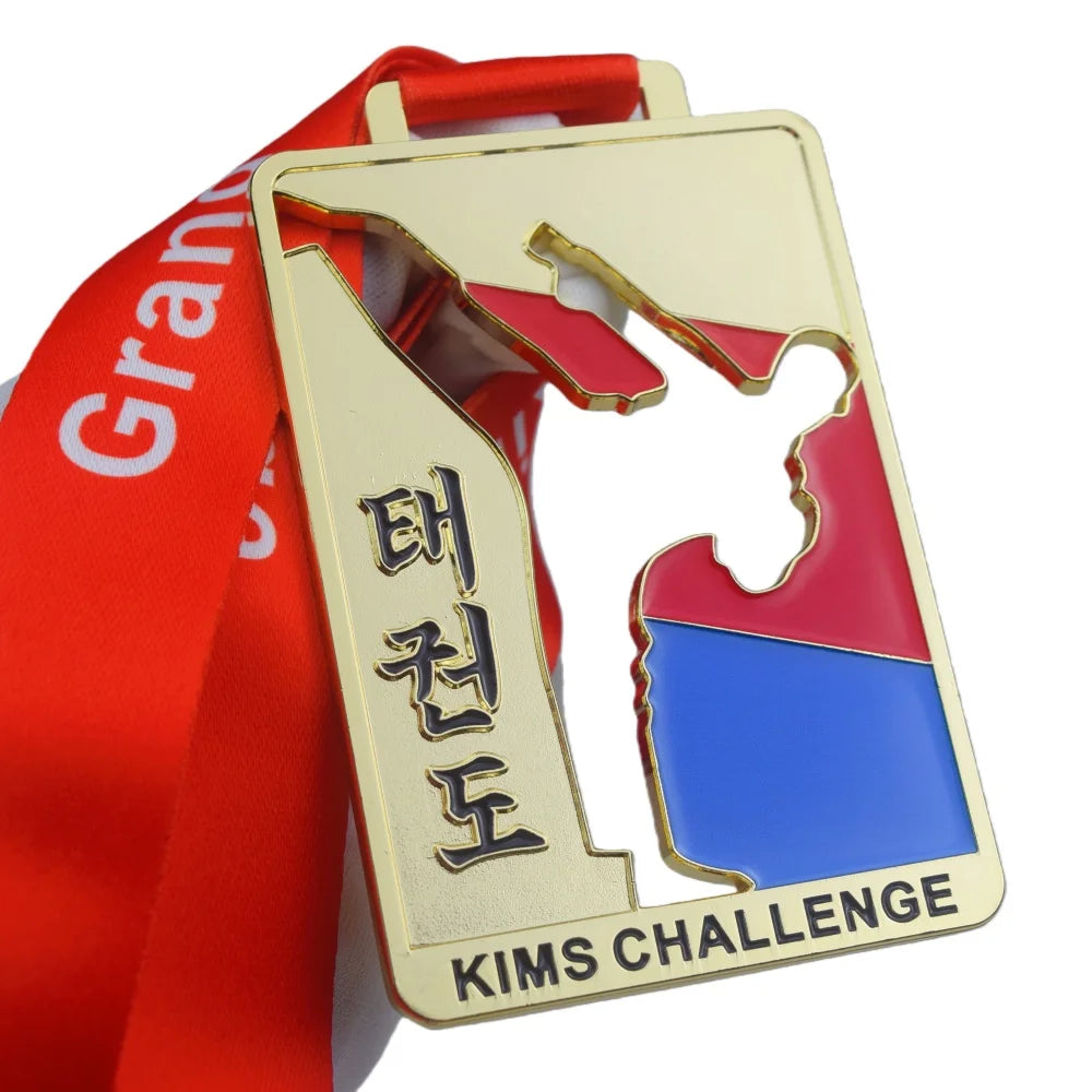 Manufacturer Custom Korean Taekwondo Medals for Kims Challenge Karate Kung Fu Judo Jiu-Jitsu Medals with Logo Ribbon