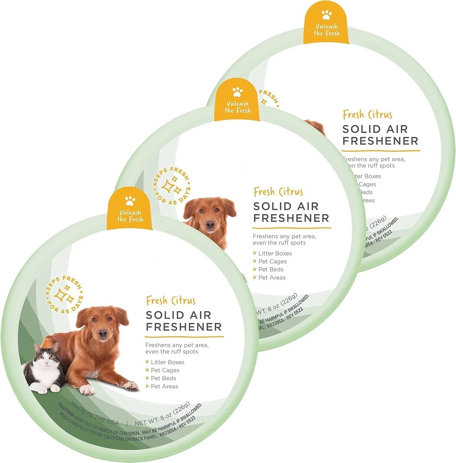 8 oz Pack of 3 Must-Have Pet Supplies Solid Air Freshener for Home Citrus Fresh Odor Absorbing Air Purifier Room Deodorizers