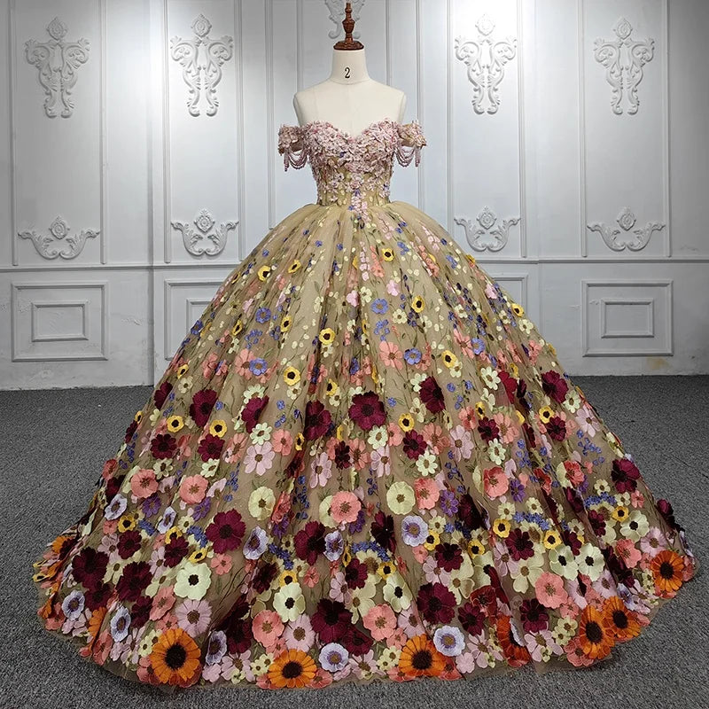 Jancember 6512 Luxury Flower Sweetheart Lace Ball Gown Evening Party Dresses