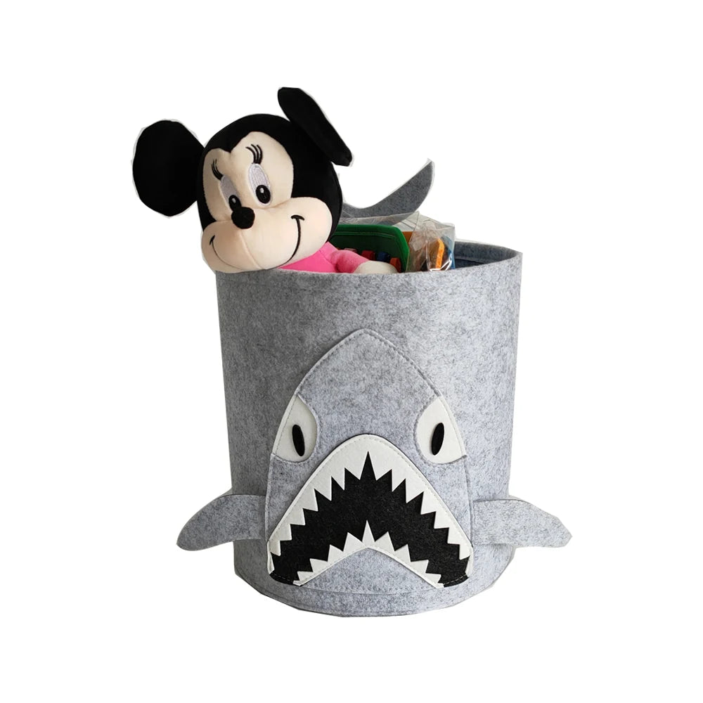 Cute Foldable Felt Shark Laundry Nursery Hamper Basket Storage Baskets Office Bedroom Clothes Toys for Kids Boys and Girls Free