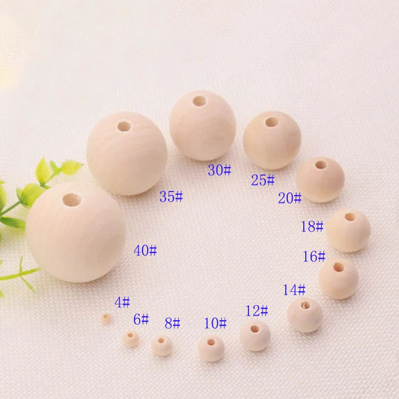1kg Wooden Bead Natural Beads Round Wood Beads for Crafts DIY Handmade Decorations Craft Making