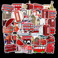 50Pcs London Red Bus Style Graffiti Stickers Do Not Repeat Suitcase Sticker Children's Waterproof Suitcase Stickers