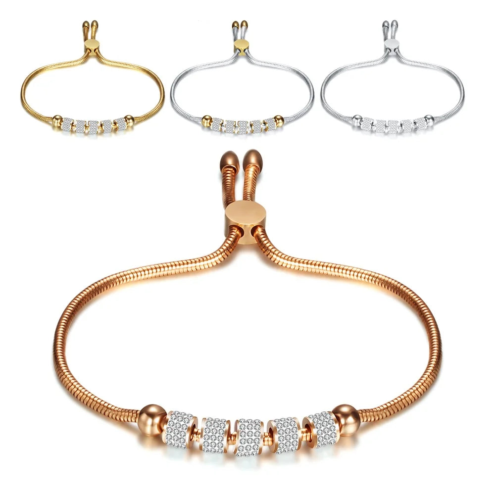 Party Jewelry Bracelet Thread Adjustable Snake Bracelet Luxury Women Stainless Steel Bangles CZ Bracelet Jewelry Anklet