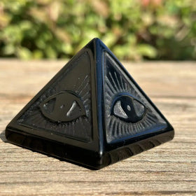 Natural Black Obsidian Eye of the Devil Pyramid Crystal Reiki Healing for Gift Fengshui Decor