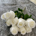 New Arrival B-2326 Artificial Silk White 9-Head Rose Bud Bouquets Flower Rose for Wedding Decoration