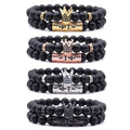 Microscope Beads Natural Matte Grind Stone Beads Crown Bracelet 2pcs/set ST140