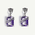 Chris April Fashion Luxury Jewelry Brass Rhodium Plating Purple Cubic Zircon Drop Earrings
