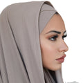Fancy Pure Color Knitted Jersey Stretch Hijab Shawls Scarf Muslim Woman Ladies Foulard Head Wrap Soft Hijab Scarf