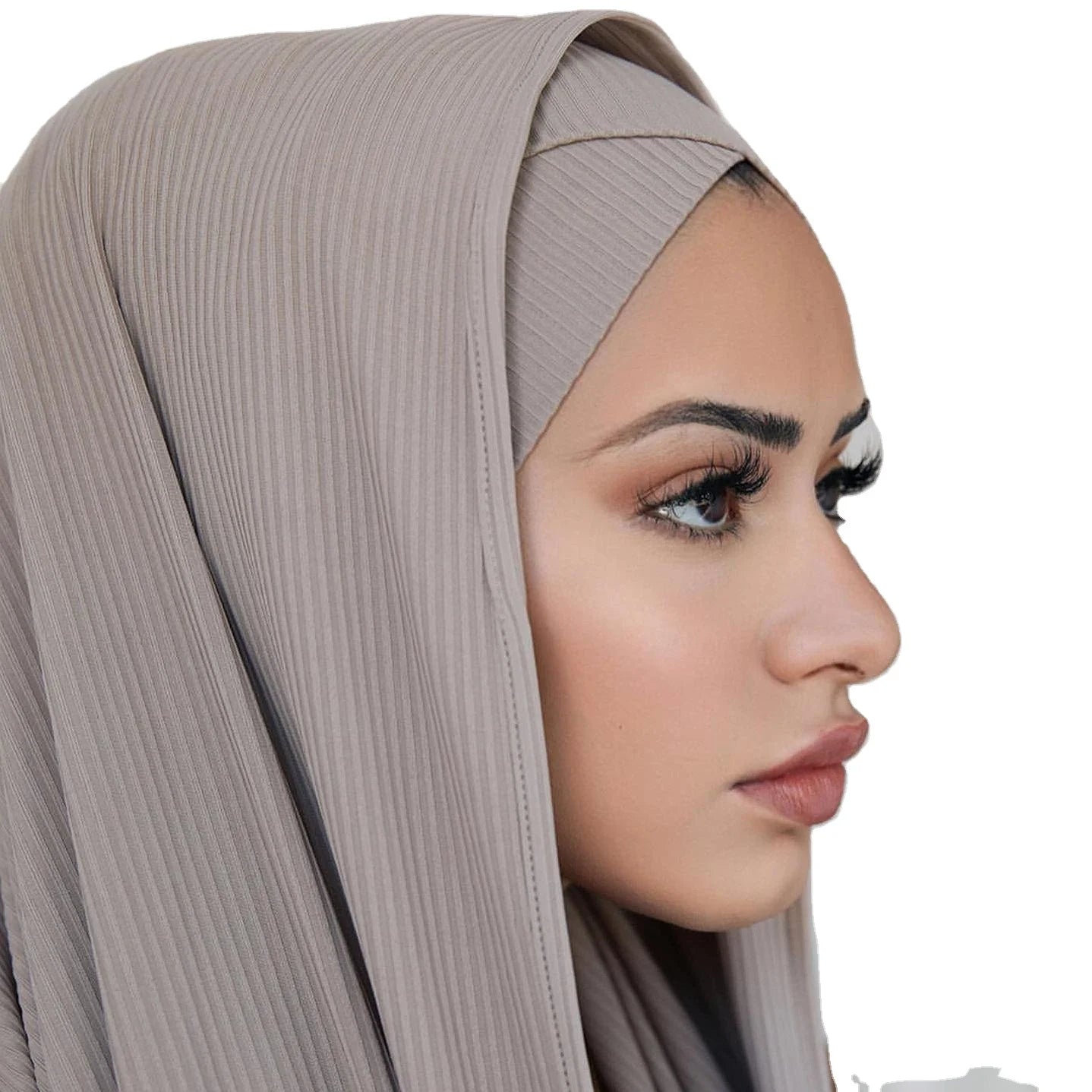 Fancy Pure Color Knitted Jersey Stretch Hijab Shawls Scarf Muslim Woman Ladies Foulard Head Wrap Soft Hijab Scarf