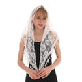 Women Lace Triangle  Embroidered Scarf Tassel Church Shawl Pendant Spanish Lace Mantilla Veil Head Cover