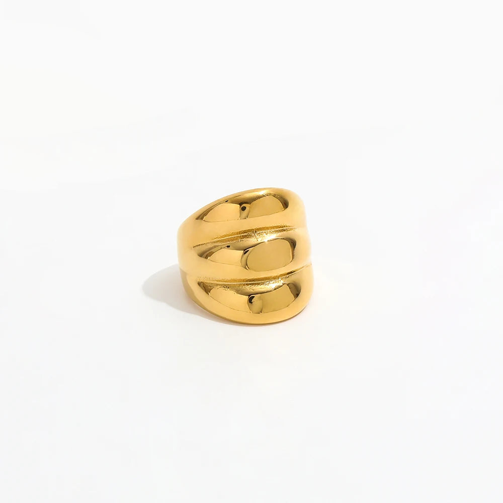 Fenny 18K Gold Plated Trendy Jewelry High End Chunky Solid Rings Designer Ring Stainless Steel Wholesale Jewelry