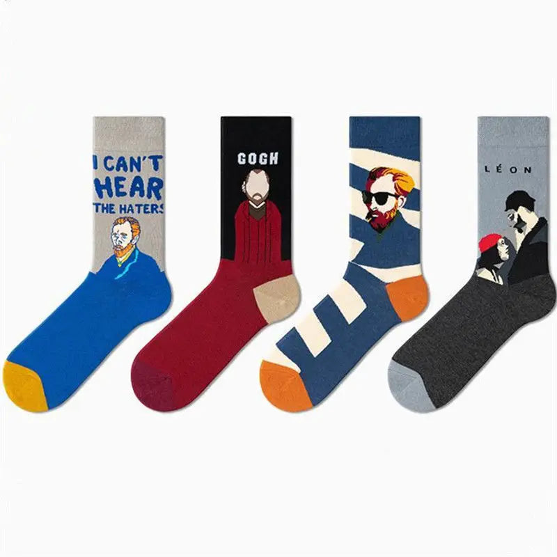 Men's Custom Jacquard Dress Socks Bamboo Cotton Minimum Order Digital Printing Logo Casual Print Pattern for Spring