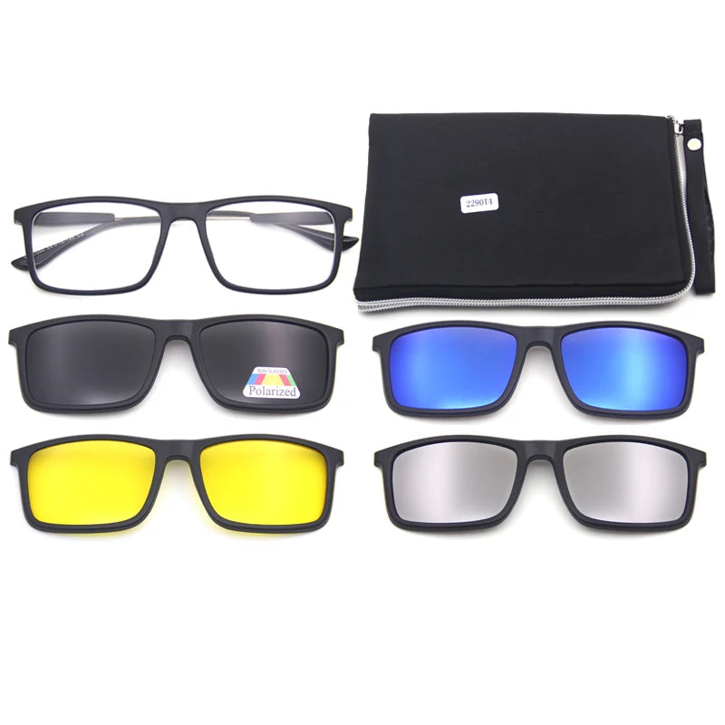 Wholesale Polarized Night Vision Driving Glasses Fashion Clip Lunettes on Sunglasses Black Men Guangzhou TR90 PC Lens