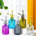 7.7 Inches Tall Colorful Glass Bottle with Cork Sealing Vintage Style Decorative Water Spray Top Pump 360ml 12oz Plant Mister