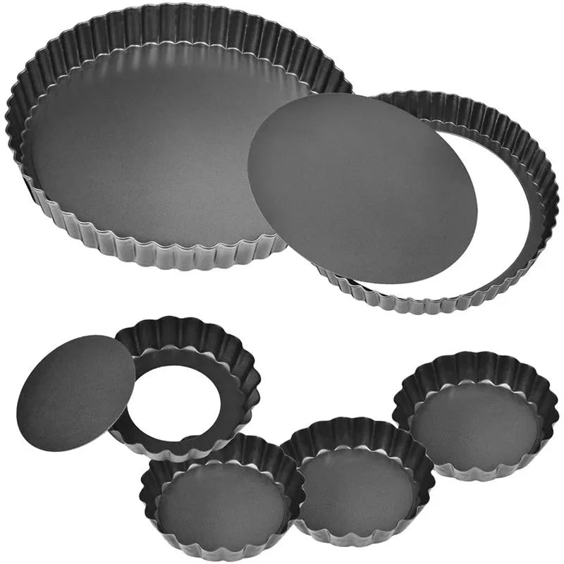 11Inch 9 Inch and 4 Inch Tart Pan With Removable Bottom Pie Pan Non-Stick Bakery Pan Set MegaBDM