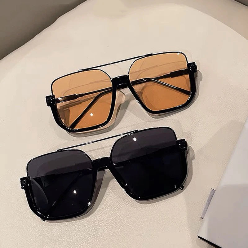 Oversize Rectangular Fashion Glasses UV400 Protective Sunglasses Double Bridge Eyeglasses Luxury Designer Sunglasses