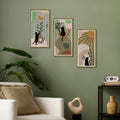 Bohemian Style Hand-painted Art Panels Modern Wooden Wall Decor Set Vintage Home Decor for Living Room Bedroom