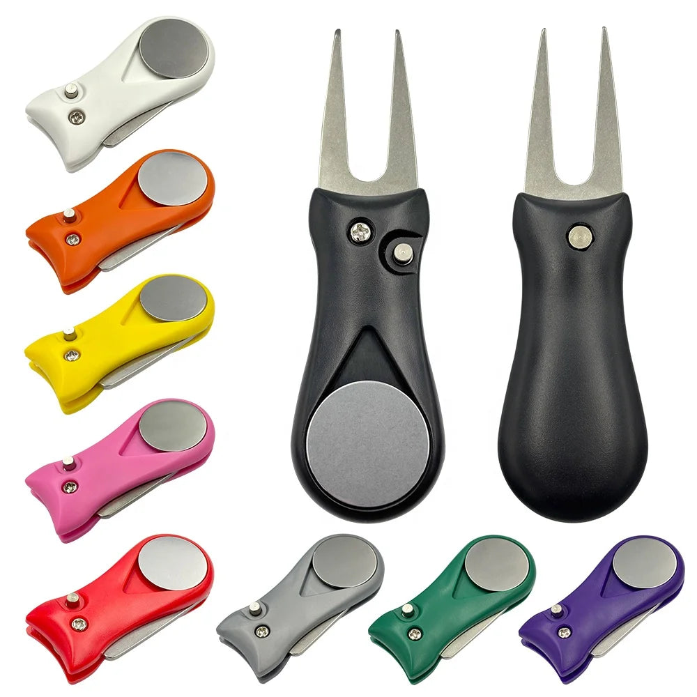 Multi Colors Golf Divot Repair Tool Green Fork Ball Marker Custom Logo Lightweight Golf Divot  Tool
