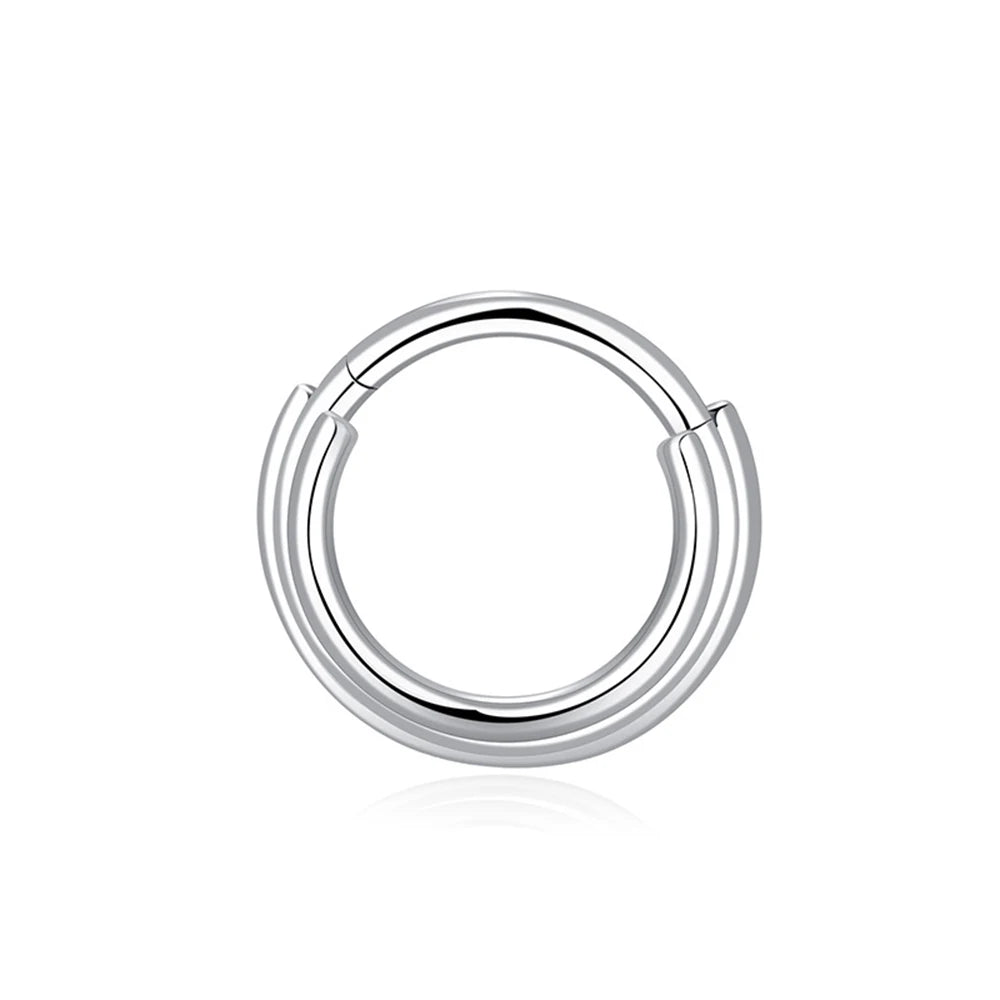Evorte 16g G23 Titanium Trendy 18K Gold Plated Septum Ring Women 3 Stacked Barbell Bar Daith Earring Hoop Piercing Body Jewelry