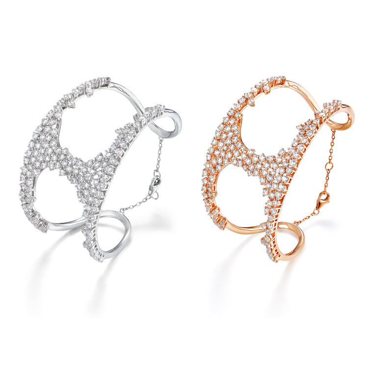 Fashion Jewelry Bracelets Bangles Setting CZ Zircon 925 Sterling Silver Bangles for Women