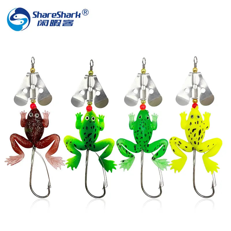 12cm/6g Soft Fishing Lures Artificial Frog 4 Colors Frog Lure with Hook Soft Bait Fishing Bait Saltwater Freshwater Tackle