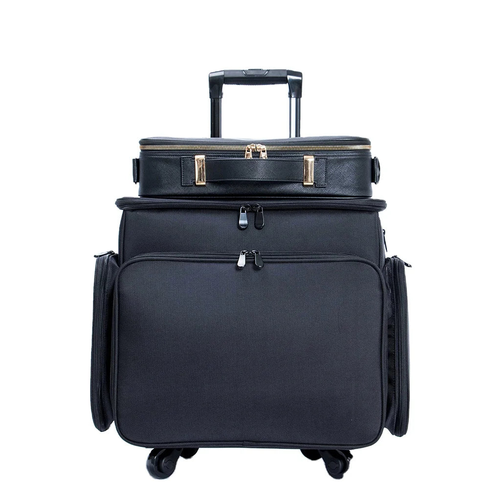 Professional 2 in 1 with Detachable Cosmetic Case Makeup Case Beauty Storage Portable Travel Trolley Train Cosmetic Case