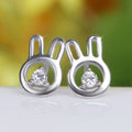 Wholesale 925 Sterling Silver Rabbit Diamond Earrings Female Korean Jewelry with Gold Plating Trendy Style