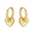 Jewelry Ornament Stainless Steel Banquet Earrings Decorated With Simple Heart Pentagram Women Titanium Steel Gold Hoop Earrings