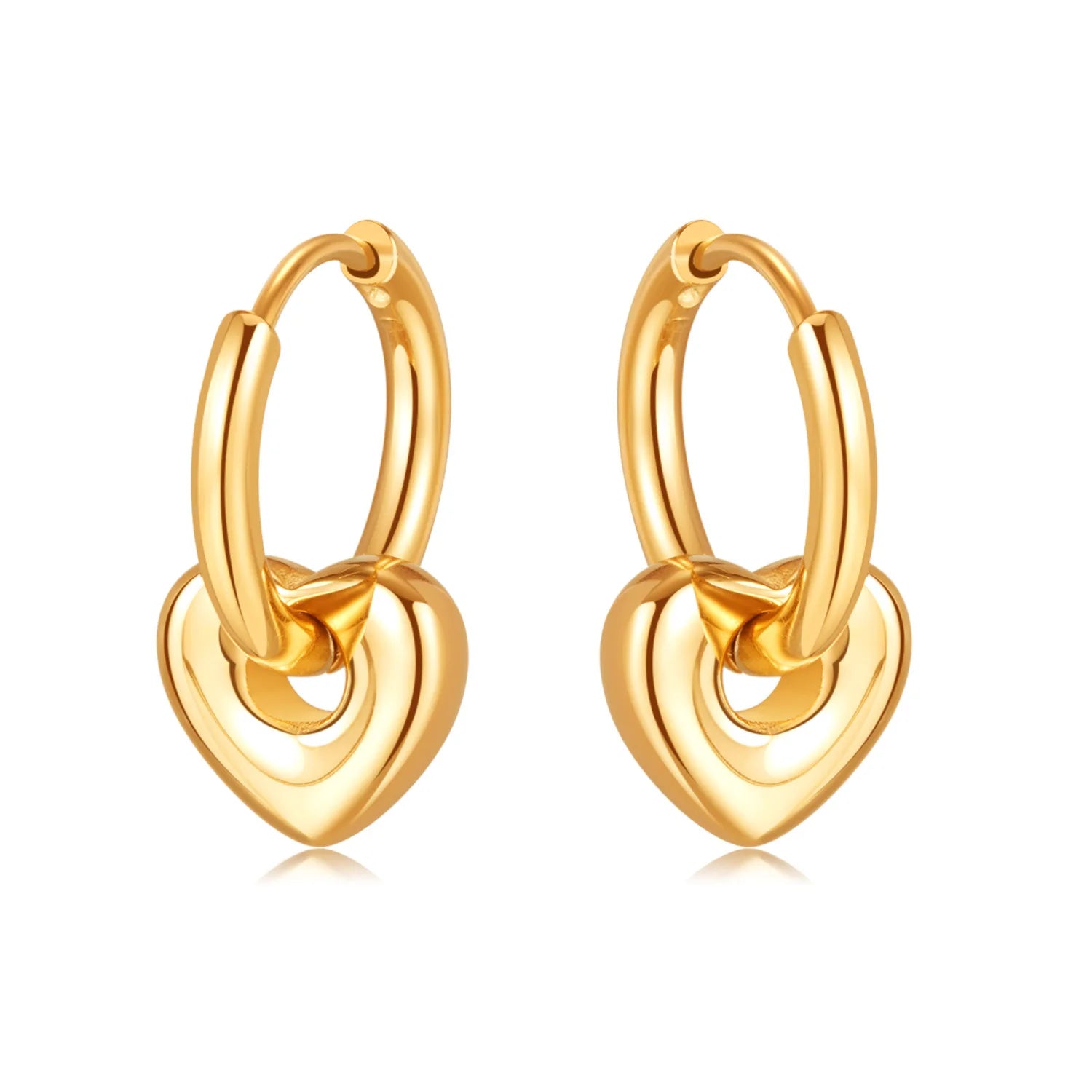 Jewelry Ornament Stainless Steel Banquet Earrings Decorated With Simple Heart Pentagram Women Titanium Steel Gold Hoop Earrings
