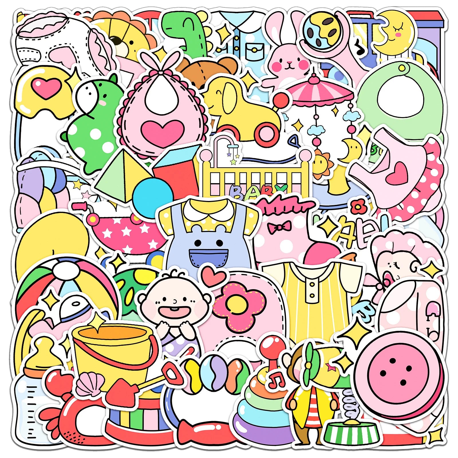 50Pcs Cartoon Baby Toys Graffiti Stickers for Bottle Wall Educational Learning Decor Sticker