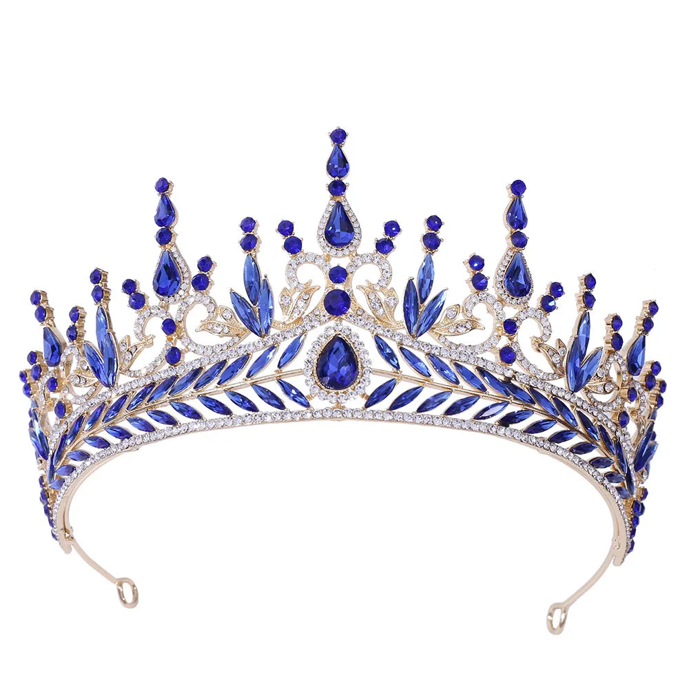 Miallo Colorful Luxury Baroque Bridal Large Crown Birthday Princess Crystal Alloy Tiaras Party Crown for Girls