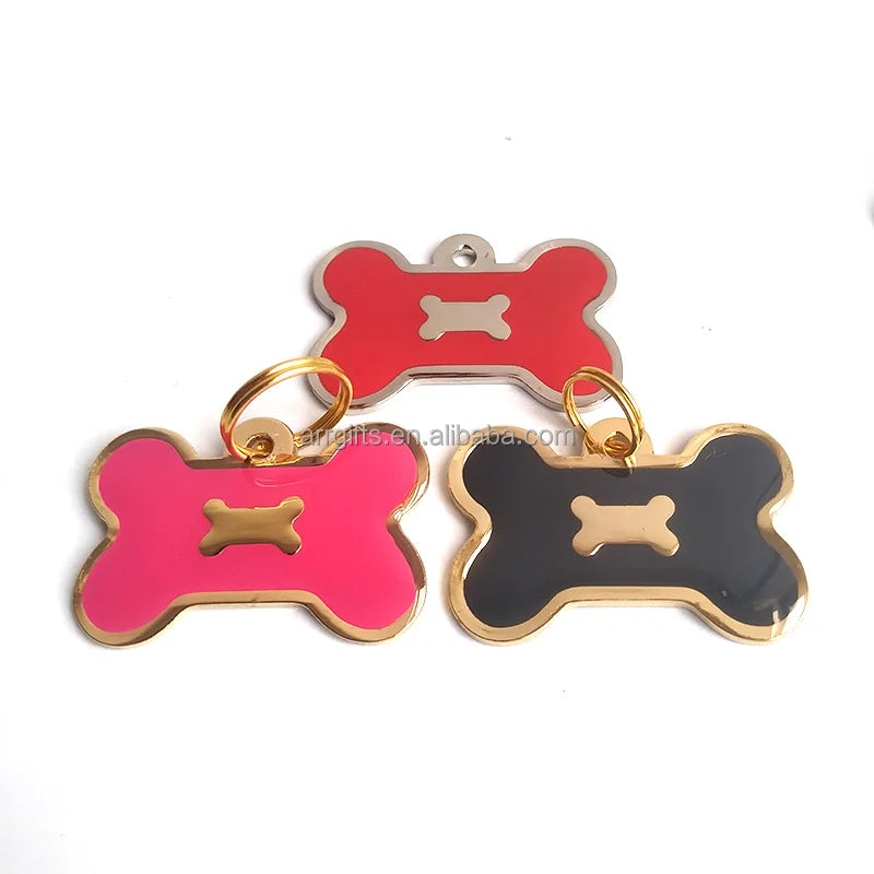 Red Black Pink Bone Shape ID Dog Tag Cheap Price Bone Cat Dog Pet Tags Manufacturer