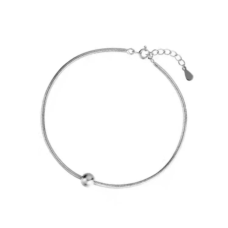 925 Sterling Silver Snake Chain Bracelet Beaded Charm Beads Creative Gifts for Women