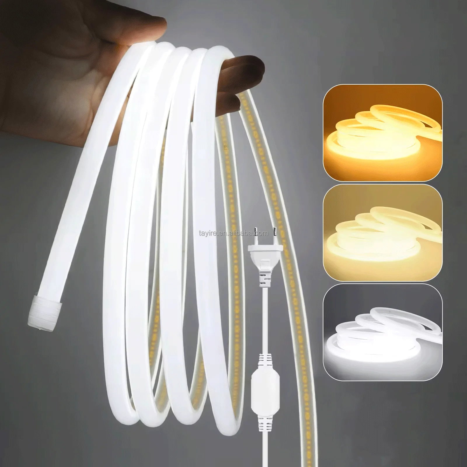 Cob 220V Led Strip Silicone Linear Flexible IP65 IP67 Waterproof LED Tape Warm White High Voltage Indoor Outdoor Strip Light