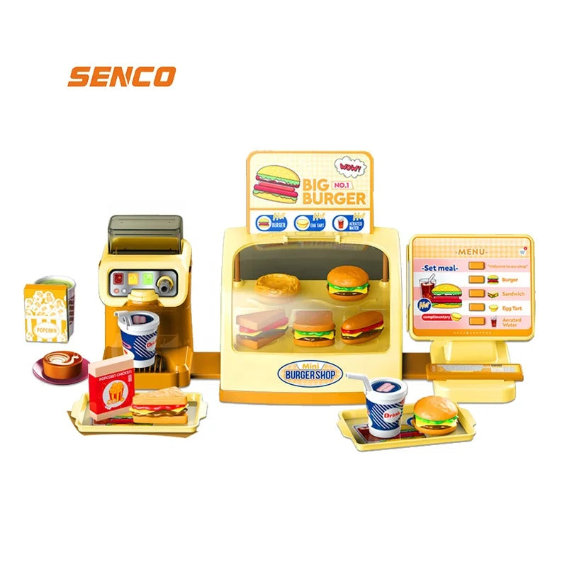 Cashier Pretend Play Toy Kids Cashier Counter Toy Play House Toy Hamburger Shop Hamburger Cooker