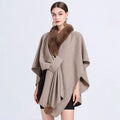 Women's Shawl Wrap Poncho Ruana Cape Open Front Cardigan Shawls With Fux Fur Collar for Fall Winter