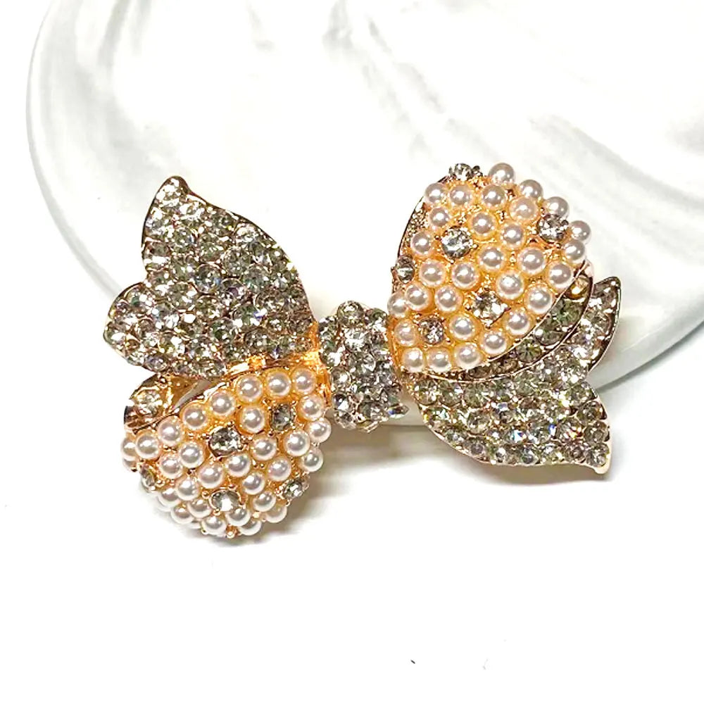 Abs Pearl Bead butterfly Bow Knot Charm Brooches Brooch Pin Women Handmade Piece