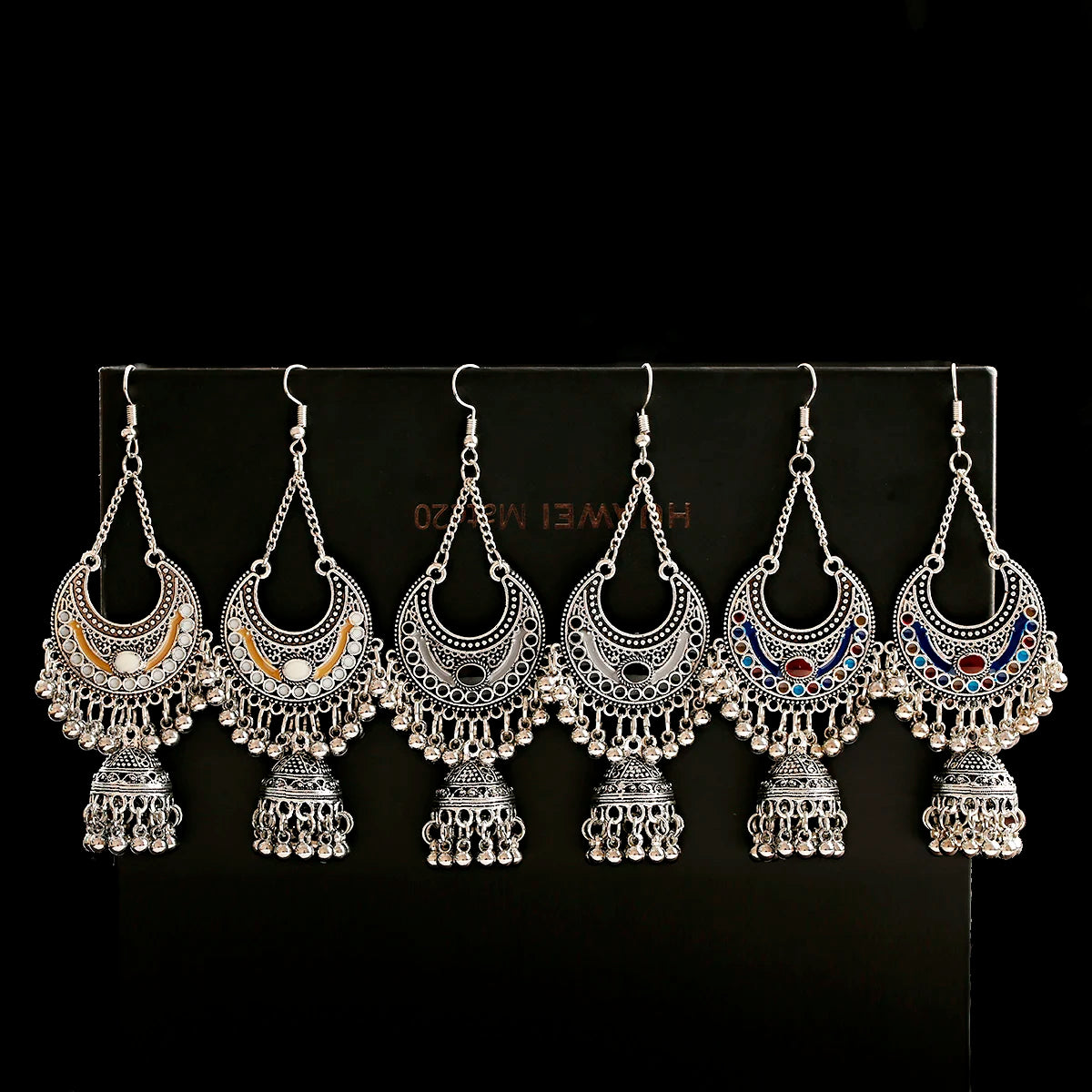 Vintage Women Ethnic Tribe Blue Silver Color India Jhumke Ladies Earrings 2021 Bohemian Tassel Drop Earrings Hangers
