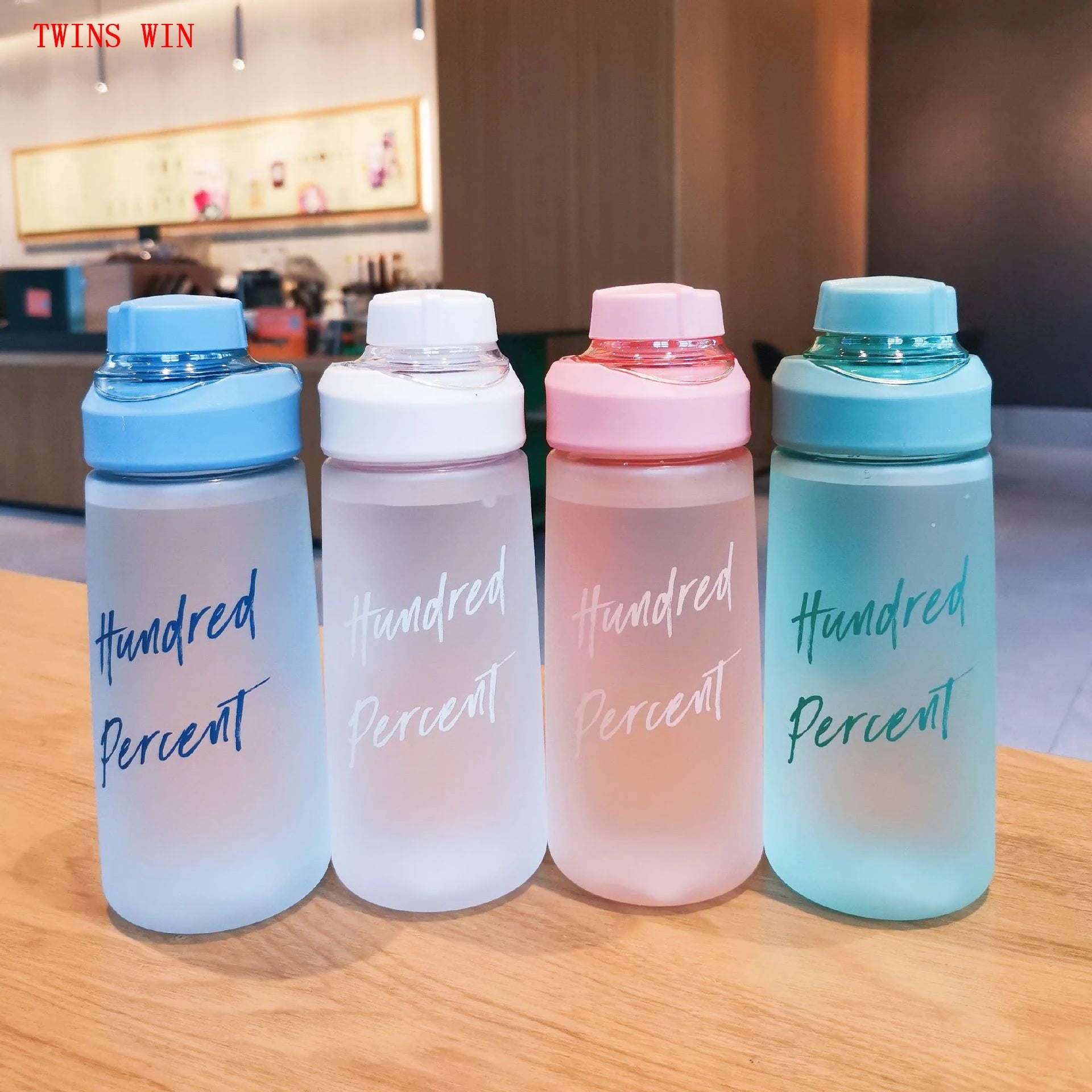 New Frosted Plastic Sports Water Bottle Fashion Simple Color Student Portable Cup1763