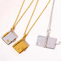 Gold Plated Engraved Love Letter Book Necklace Stainless Steel Pendant Charm 18K Laser Custom LOGO New Design 2025Fashion Jewel