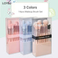 Private Logo 14pcs Professional Synthetic Fibre Face Cosmetic Brush Set Makeup Brushes Powder Foundation Blush Eye Shadow