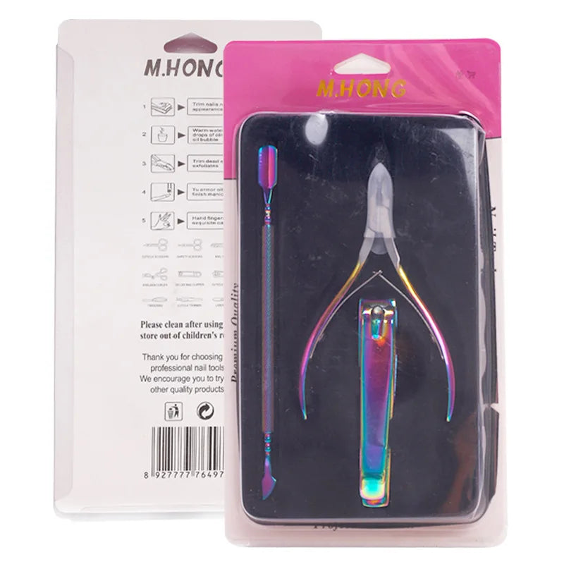 Professional Cuticle Cutter Nipper & Pusher Trimmer Manicure Tools with Double Spring